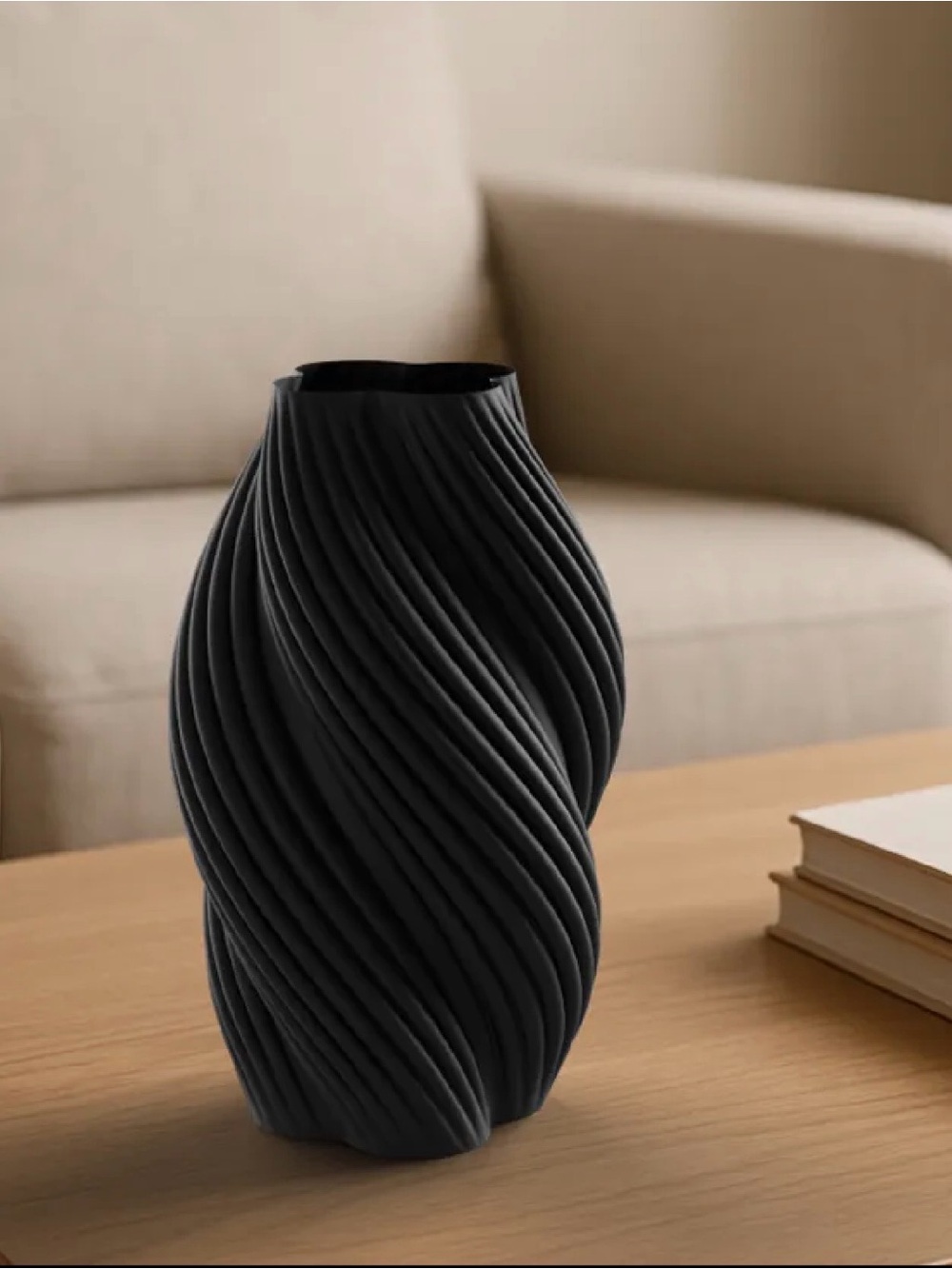 Modern Black Twisted Ceramic Vase - Decorative Home Accent